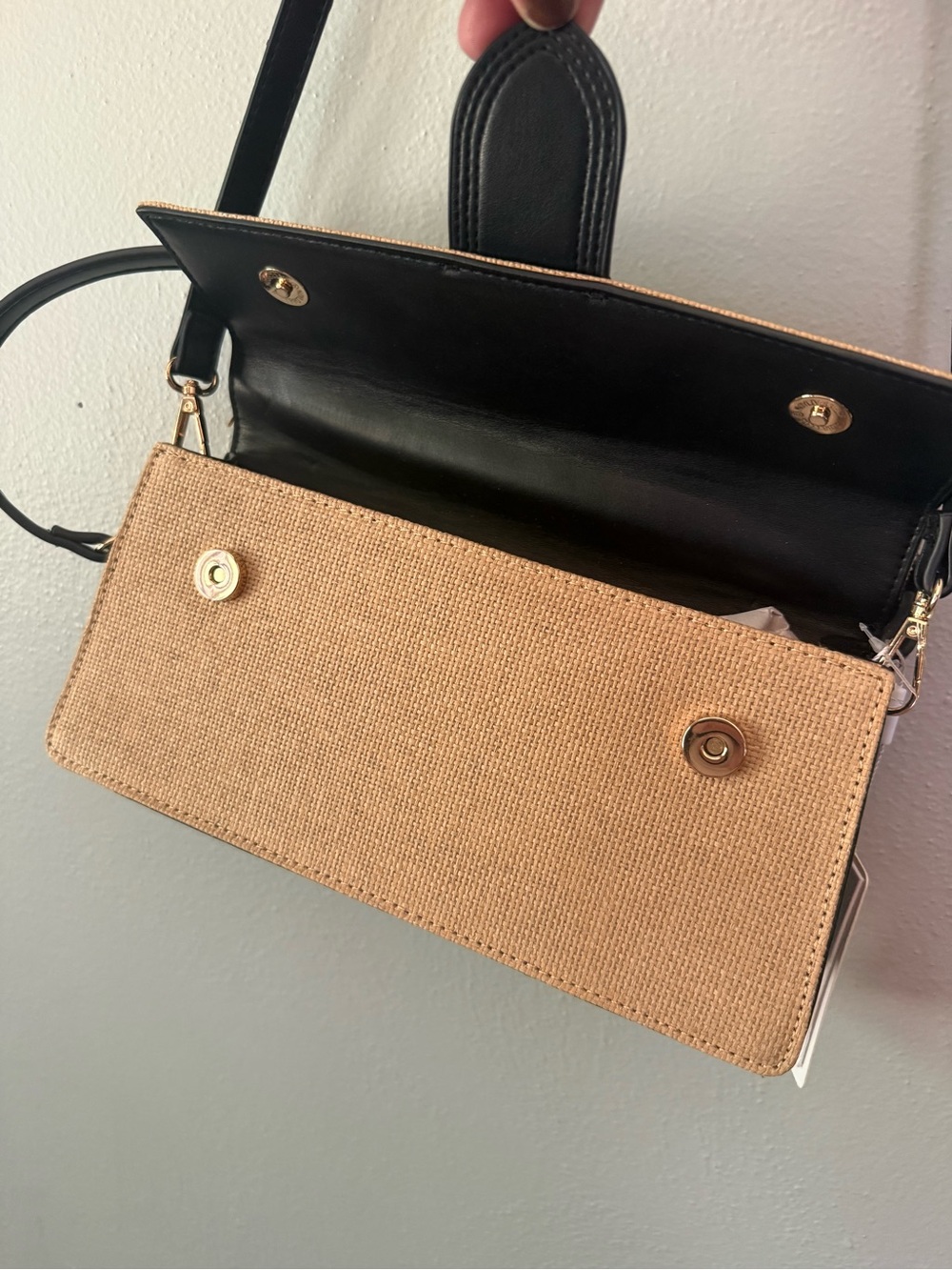 Moda Luxe Tan Clutch with Black Strap Accent - Picture 4 of 10
